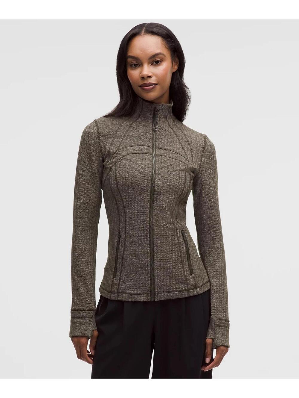 Lululemon NWT Size 2 Define Heathered‎ Herringbone Dark Olive Brown Jacket